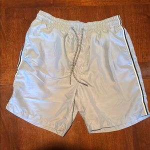 Light Blue Swim Trunks with Side Stripes